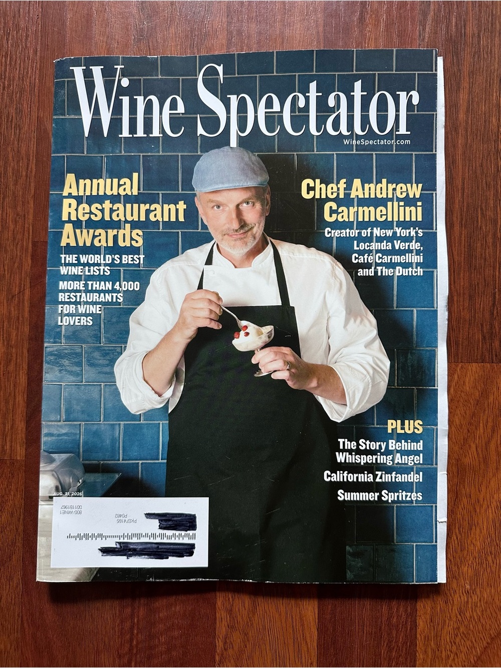 Wine Spectator Magazine - Andrew Carmellini - August 31, 2026